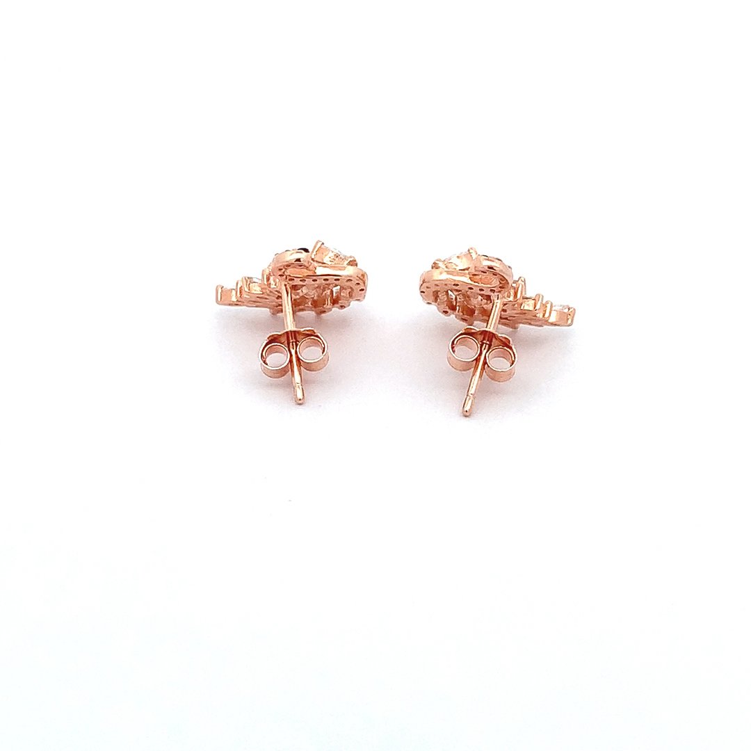 Flaunting Swan Stud Earrings (Pure Silver) - Rose Gold
